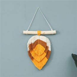 Christmas Decorations Multicolor Leaf Shaped Macrame Wall Hanging Cotton Weaving Handmade For Home Decor Kids Room Bedroom 230411