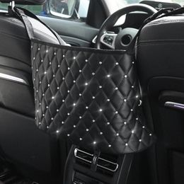 Car Organiser 38 27cm Seat Handbag HolderBling Diamond Holder Leather Hanging Storage Bag Accessories