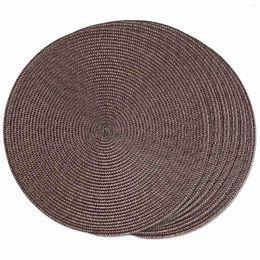 Table Mats Round Braided Placemats Set Of 6 For Dining Tables Woven Washable Non-Slip Place 15 Inch(Brown)