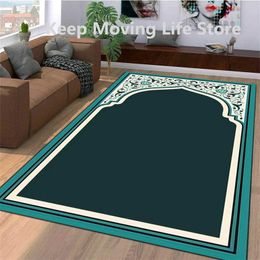 Carpet Muslim Mosque Islam Rug Worship Religious Belief Mat Carpet Pray Prayer Ramadan Kareem Kneeling Poly Rugs Mats Home Decoration Z0411