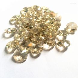 Chandelier Crystal (Free Jump Rings ) 300pcs Top Quality 14mm Cognac K9 Octagon Beads In 2 Holes Sparkle Parts Christmas Decor