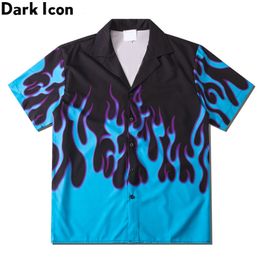 Men's Casual Shirts Dark Icon Flame Hawaiian Shirts Men Street Polo Shirts Holiday Beach Shirts for Men Man Blouse 230410