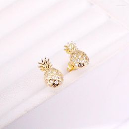 Stud Earrings 3Pairs Clear Cz Micro Pave Women Jewelry Pineapple Delicate Earring