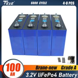 3.2V 100AH Lifepo4 Battery 4-8PCS Brand New Grade A 6000 Deep Cycle 12V 24V for RV EV Boats Golf Cart Home Solar Storage System