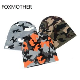 BeanieSkull Caps FOXMOTHER Army Green Camouflage Beanies Hats For Women Mens Camo Winter Caps Warm 230410