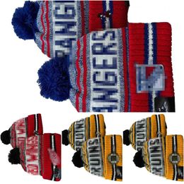 Men's Caps RANGERS Beanies Beanie Hats All 32 Teams Knitted Cuffed Pom Striped Sideline Wool Warm USA College Sport Knit Hat Hockey Cap for Women's A0