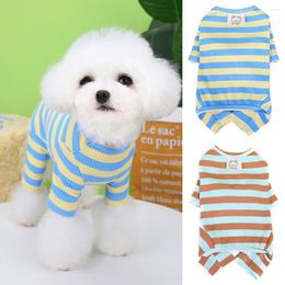 Dog Apparel Autumn Winter Pet Clothes Stripe Waffle Home Long Sleeve Cat Comfort Casual Undercoat Supplies