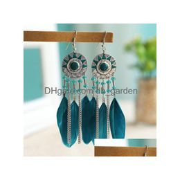 Dangle & Chandelier Personalized Long Tassel Feather Pearl Geometric Earrings Female Round Painting Oil Sun Ear Rings For La Dhgarden Dhvdz