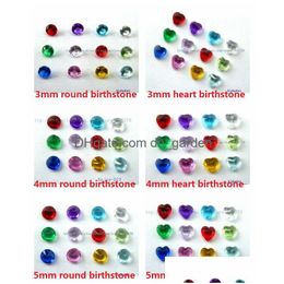 Charms 120Pcs M/4Mm/5Mm Heart/Round Diy Accessories Mix-Color Birthstone Floating Charms For Glass Living Locket Drop Delive Dhgarden Dhelq