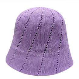 Stingy Brim Hats Summer hats for women large bucket hat Hollow out breathable cotton linen purple hat Harajuku Versatile fisherman basin cap 230410