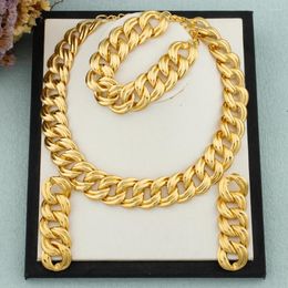 Necklace Earrings Set High Quality Thick Chain Jewellery Dubai Women Bracelet Statement Hip Hop Chunky Link Wedding Gift