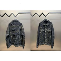 b Family High Edition Paris Mud Dyed Broken Hole Denim Coat Blcg Loose Unisex