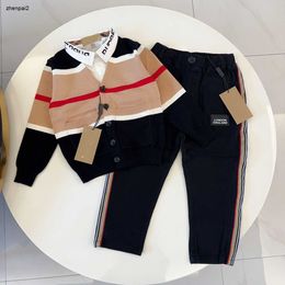 Luxury boy Tracksuits Autumn baby jacket set kids designer clothes Size 100-150 shirt Knitted cardigan And Casual pants Nov10