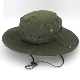 Stingy Brim Hats Panama Bucket Hat Outdoor Men Summer Fishing Hunting Military Safari Boonie Cotton Unisex Women Summer Bob Sun Camo Amy Green 230411