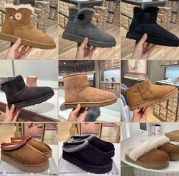 Designer Fluffy Snow Boots Mini Women Winter Ug Australia Tasman Platform Boot Fur Slipper Ankle Wool Shoes Sheepskin Leather Casual Comfort