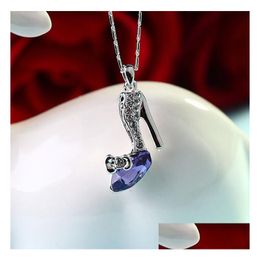 1Pcs Elegant High-Heeled Shoes Pendant Necklace With Crystal Diamond Collarbone Chain Fashion Accessories Birthday Nice Gift Ship Drop Dhxde