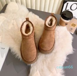 Boots Fluffy Snow Boots Mini Women Winter Australia Platform Boots Fur Slippers Ankle Wool Shoes Sheepskin Real Leather