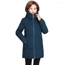 Women's Trench Coats Hooded Thick Down Jacket Female 2023 Middle Aged Mother Cotton Winter Coat Grandmother Wear Large Size Long Parka Women
