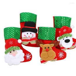 Christmas Decorations 1 Pcs 16 10Cm Xmas Candy Gift Bag Fireplace Tree Decoration Year Elk Snowman Santa Pattern Sequins Stocking