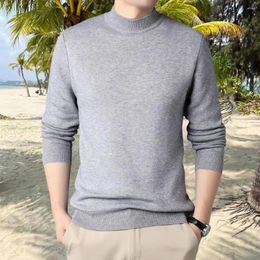 Men's Sweaters Ribbed Hem Sweater Soft Men Stylish Half-high Collar Slim Fit Warm Knit Anti-pilling Fall/winter