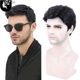 Men's Children's Wigs Short Male Black Pixie Cut Synthetic Wigs For Young Men Side Part Natural Straight Wave Hair High Temperature Fibre Daily Wigs YQ231111