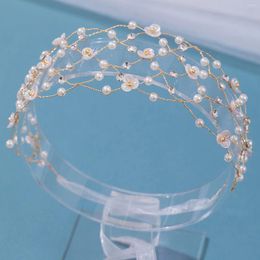 Hair Clips Fairy Fashion Flower Headbands Crystal Hairbands Pearl Headwear Bride Wedding Accessories Ribbon Headpieces Jewelry