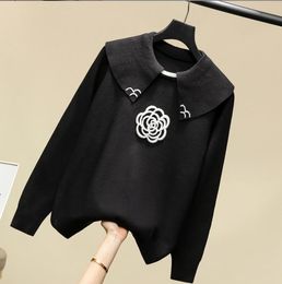 1111 2023 Autumn Brand SAme Style Sweater Long Sleeve Lapel Neck White Black Pink Womens Clothes High Quality Womens keya