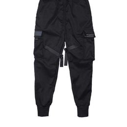 Men's Pants Ribbons Harem Joggers Men Cargo Pants Streetwear 2023 Hip Hop Casual Pockets Track Pants Male Harajuku Fashion Trousers W0414