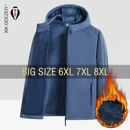 Men's Down Parkas Winter Jacket Men Cashmere Fleece Coat Oversize 6XL 7XL 8XL Plus Size Cotton Padded Thick Warm Parka High Quality Hooded Trench 231110