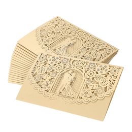 Greeting Cards 20PCS Wedding Invitation Card Cover Pearl Paper Laser Cut Bridal Bridegroom Anniversary Party Supplies 230411