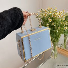 Evening Bags Box With Metal Handle Vintage Small Pu Leather Handbag And Purse For Women Fashion Brand Shoulder Crossbody 230411