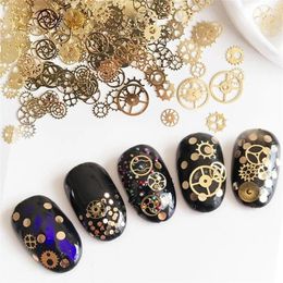 Nail Art Decorations Mixed Patterns Flowers Time Gear Manicure Decor 3D Flakes Sequins Hollow Metallic