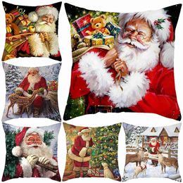 Christmas Decorations Santa Claus Christmas Cushion Cover Christmas Decorations 2023 for Home Navidad Noel Xmas Gift Christmas Ornaments New Year 2024L231111