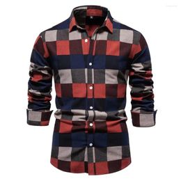 Men's Casual Shirts Fashion Dress Long Sleeve For Mens Cotton Soft Thin Stripe Plaid Young High Quality Shirt Male Blouses