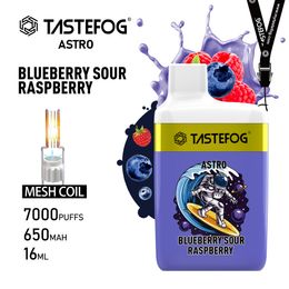 Free Shipping Tastefog Astro 7000Puffs Disposable Vape Pod E Cigarette 2% 16ml 650mah Type-C 10Flavors With Lanyard