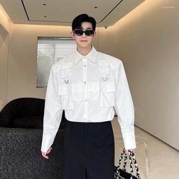 Men's Casual Shirts XS-6XL Functional Style Multi Pocket Long Sleeve White Cargo Men Women Clothes Autumn High Street Blouse Plus Size Tops