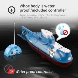 Electric/RC Boats 6CH RC Submarine Boat Toys RC Ship Model 3.7V 90mAh RC Rechargeable Diving Boat Electric Toy for Boys Children Birthday Gifts 230410