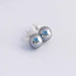 Dangle Earrings Round 12MM Grey Shell Pearl 925 Silver Easter Lucky Jewellery Women Diy FOOL'S DAY Hook Gift