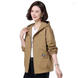 Women's Jackets 2023 Spring Autumn Clothes Big Size Hooded Women Coat Middle-Aged Elderly Mothers Short Pockets Casual Jacket Female Top 6XL