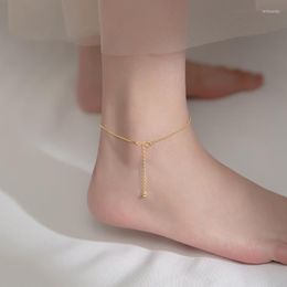 Anklets For Women 925 Sterling Silver Snake Chain Gold Color Tobillera Foot Bracelets On Leg Jewelry Sample SandalsAnklets Kirk22