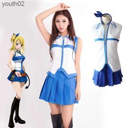 Anime Costumes Anime Fairy Tail Lucy Heartfilia Dress Cosplay Come Women Adult JK Uniform Sexy Low Back Girls Skirt Halloween ZLN231111