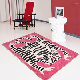 Carpets Cute Tiger Carpet Children's Bedroom Living Room Home Decoration Rug Girl Bedside Furry Thickened Soft Polyester Floor Mats