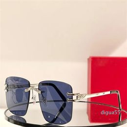 Fashion designer sunglasses men classic square shape metal carving rimless glasses business versatile style