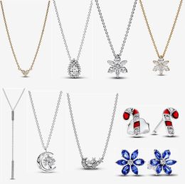 Designer Necklace for women New Year Christmas Jewellery Wedding engagement Gift with box DIY fit Pandoras Timeless Prism Drop New Series Pendant Necklace earrings