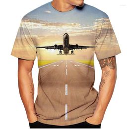 Men's T Shirts Airplane Harajuku Print T-Shirt Men's Women's Fashion Casual Streetwear Oversized T-Shirts