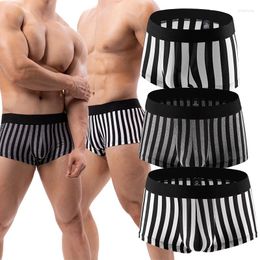 Underpants 3PCS/Lots Men Striped Underwear Boxer Shorts Seamless Bugle Pouch Trunks Panties Slip Homme Boxershorts Cueca Briefs