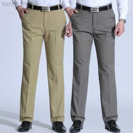 Men's Pants Spring and Summer Brand Men's Trousers Middle-aged Men Trousers Thin Casual Solid Colour Loose Pant High Waist Man Trouser Pant W0411