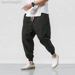 Men's Pants New Mens Jogging Pants Streetwear Loose Casual Cotton Linen Trouser Man 2022 Harem Pants Harajuku Oversized Men Sweatpants 5XL W0411