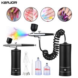 Face Care Devices Airbrush Nails Art Paint with Compressor Portable Air Brush For Nail Cake Pastry Makeup Decoration Cordless Gun Varnish Sprayer 231110