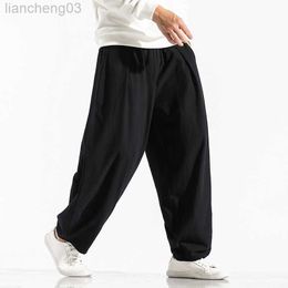 Men's Pants New Men's Solid Colour Harem Pants Harajuku Style Men Loose Ankle-Length Trousers Streetwear Male Casual Pants Large Size 5XL W0411